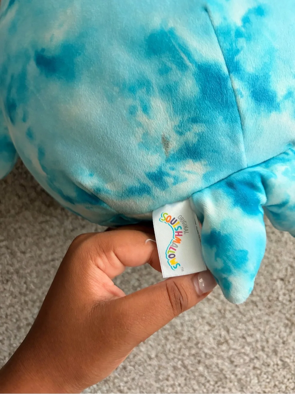 Squishmallows Aqua Tie-Dye Plush Fish Pillow